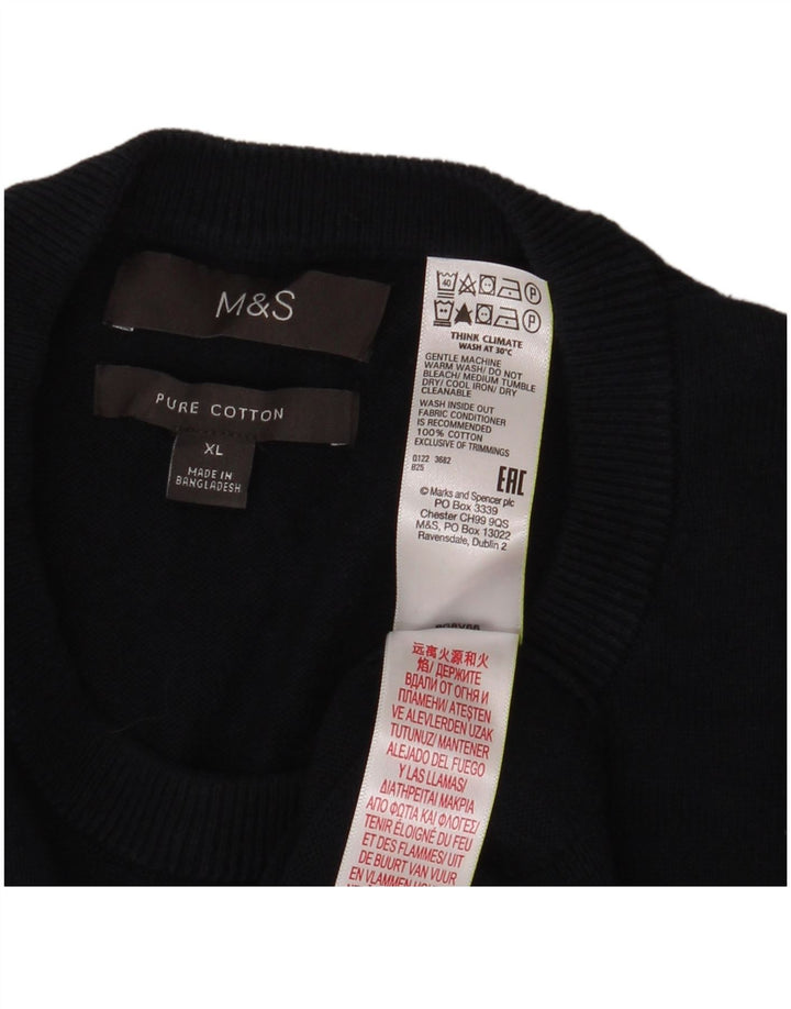 MARKS & SPENCER Pulover pentru bărbați cu gât crew pulover XL bumbac bleumarin