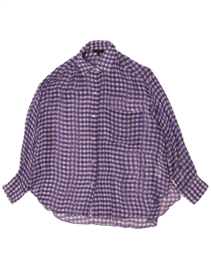 Bluză cămașă supradimensionată pentru femei Massimo Dutti UK 14 Medium Purple Vichy