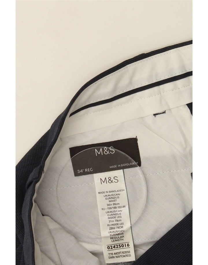 Pantaloni de costum obișnuiți pentru bărbați Marks & Spencer L34 L30 Poliester bleumarin