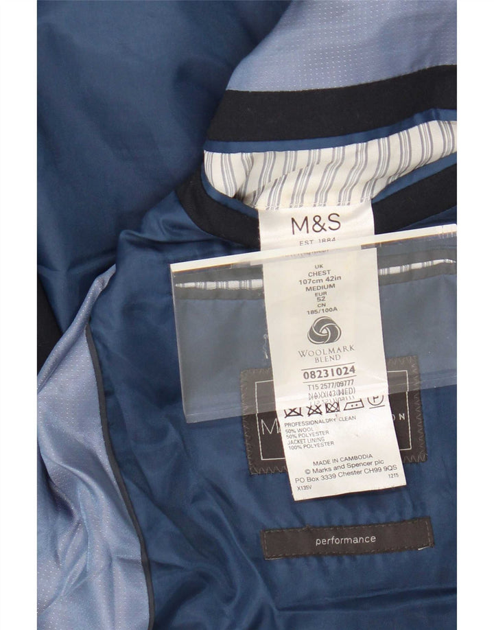 Jachetă pentru bărbați Marks & Spencer, cu 2 nasturi, UK 42, mare, lână bleumarin