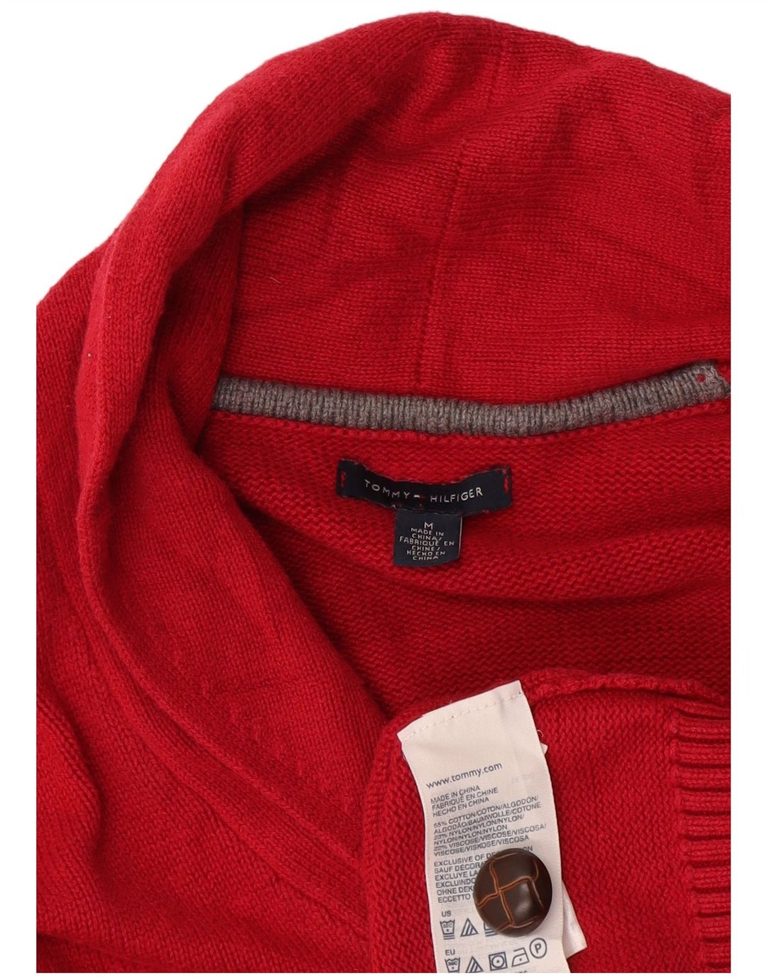 Pulover cardigan Tommy Hilfiger pentru femei UK 12, bumbac roșu mediu