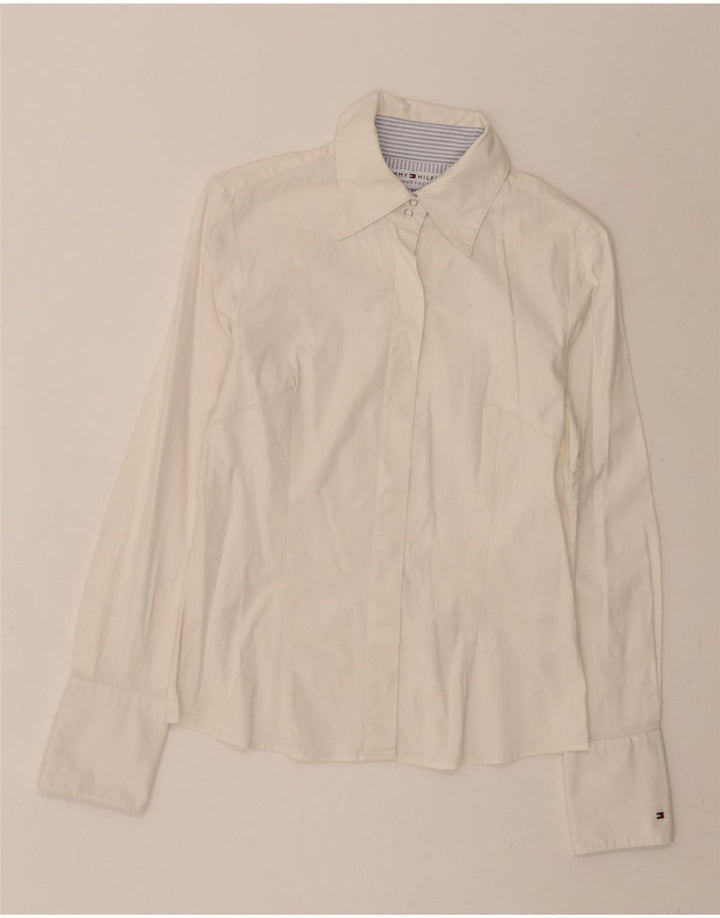 TOMMY HILFIGER Womens Shirt US 6 Medium White Cotton Vintage Tommy Hilfiger and Second-Hand Tommy Hilfiger from Messina Hembry 