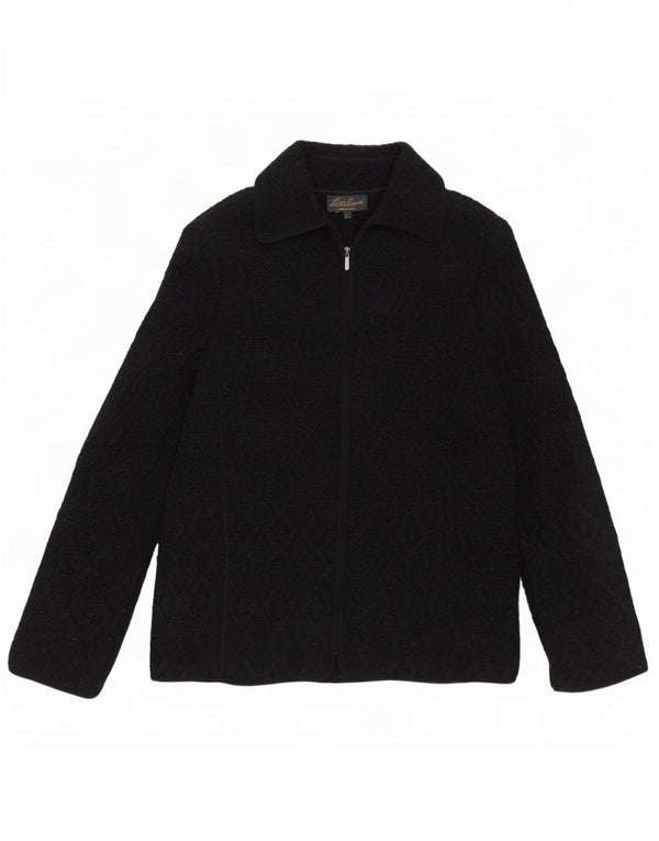 Luisa Spagnoli Pulover cardigan pentru femei UK 16 Large Black Argyle/Diamond