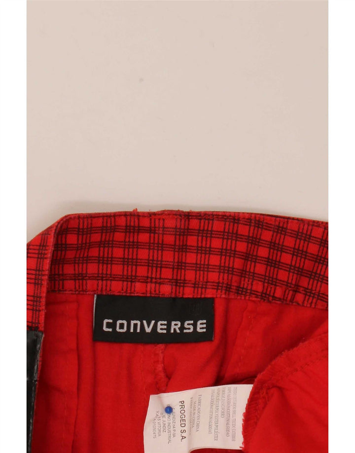 Pantaloni scurți cargo Converse pentru bărbați W38 XL poliester roșu check