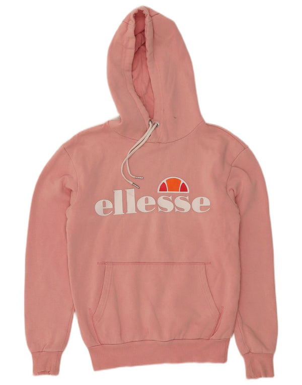 ELLESSE Pulover supradimensionat cu glugă cu grafic pentru femei UK 6 XS roz