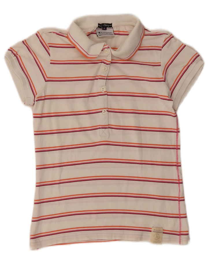 Tricou polo Champion pentru femei UK 12, bumbac cu dungi albe medii