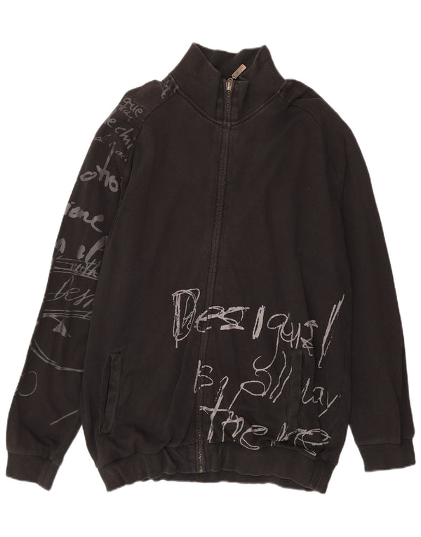 Desigual Mens Graphic Trening Top Jacket XL Bumbac negru