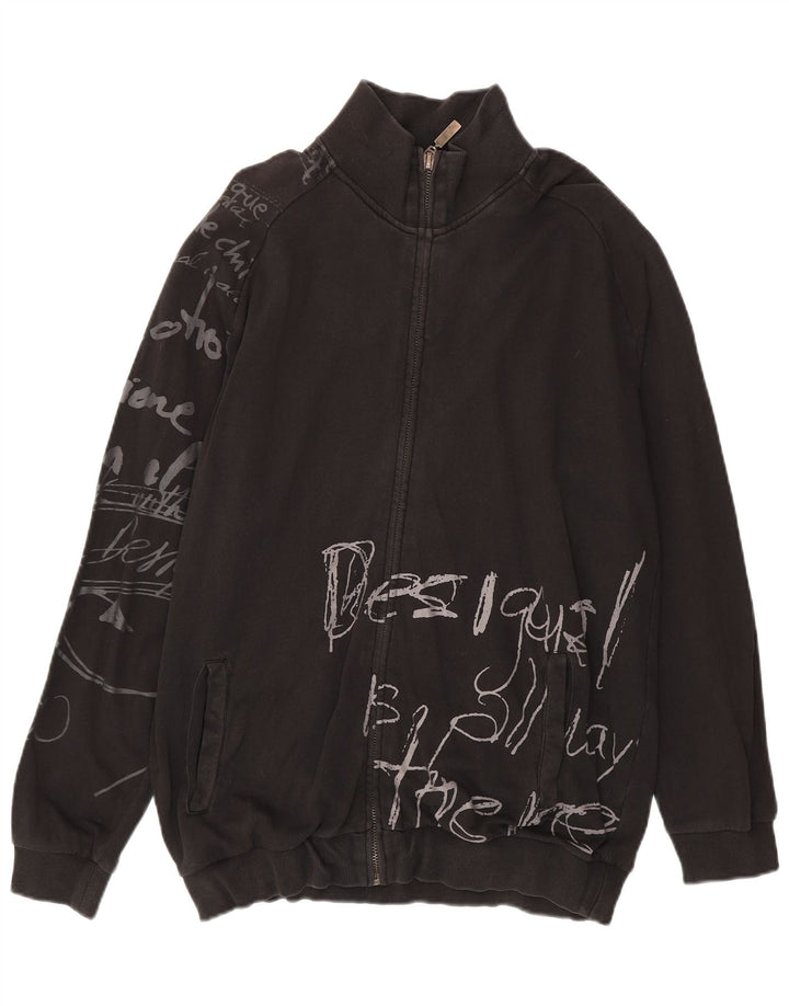 Desigual Mens Graphic Trening Top Jacket XL Bumbac negru