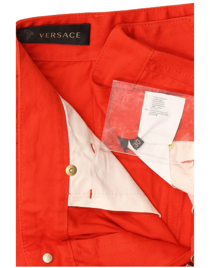 VERSACE Pantaloni casual drepti pentru femei W30 L26 bumbac roșu