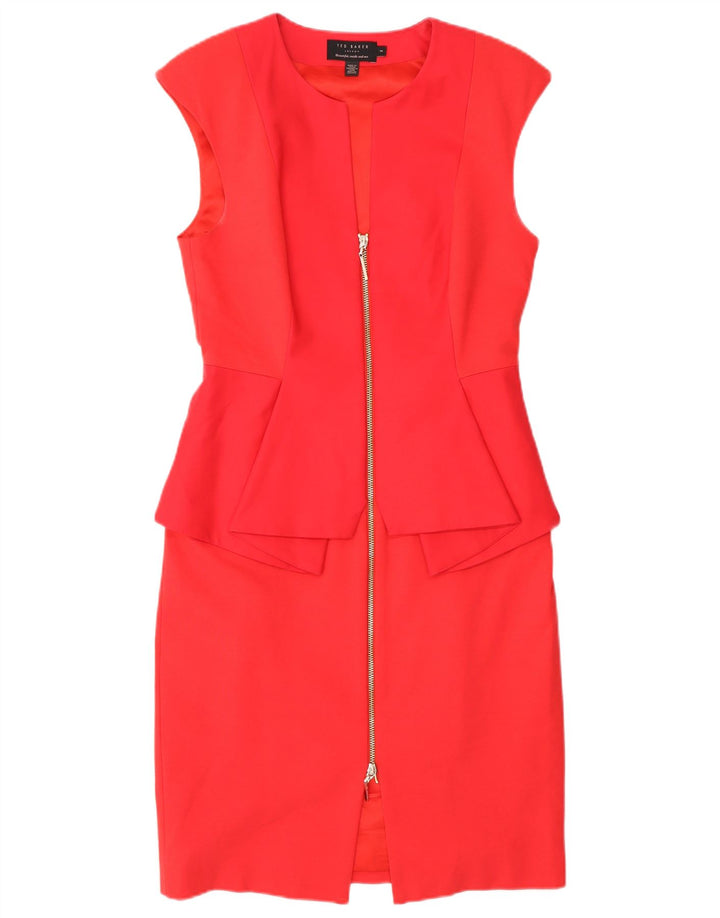 Rochie peplum fără mâneci pentru femei Ted Baker Mărimea 2 Bumbac roșu mic