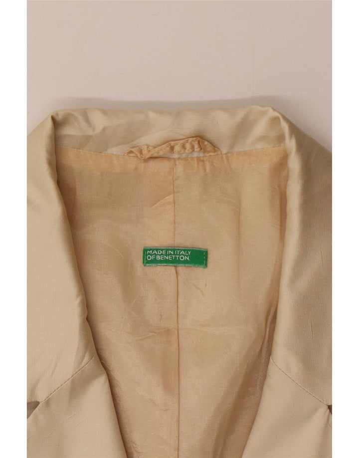 Jachetă Benetton pentru femei Crop cu 3 nasturi, IT 44 Poliester Bej Mediu