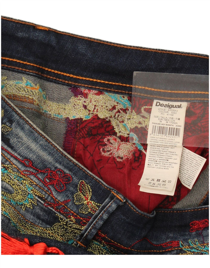 Blugi Desigual pentru femei Graphic Slim W34 L29 Poliester bleumarin