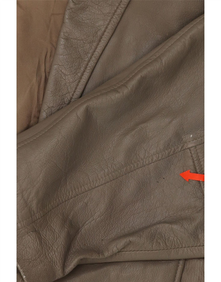 VINTAGE Womens Oversized Leather Jacket EU 44 XL Grey Vintage Vintage and Second-Hand Vintage from Messina Hembry 