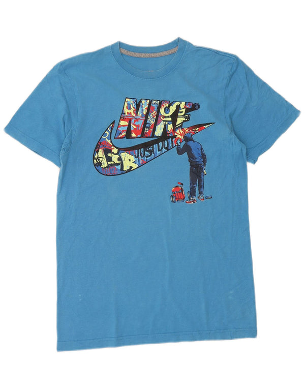 Tricou grafic pentru bărbați Nike Regular Fit Top mic, albastru, bumbac