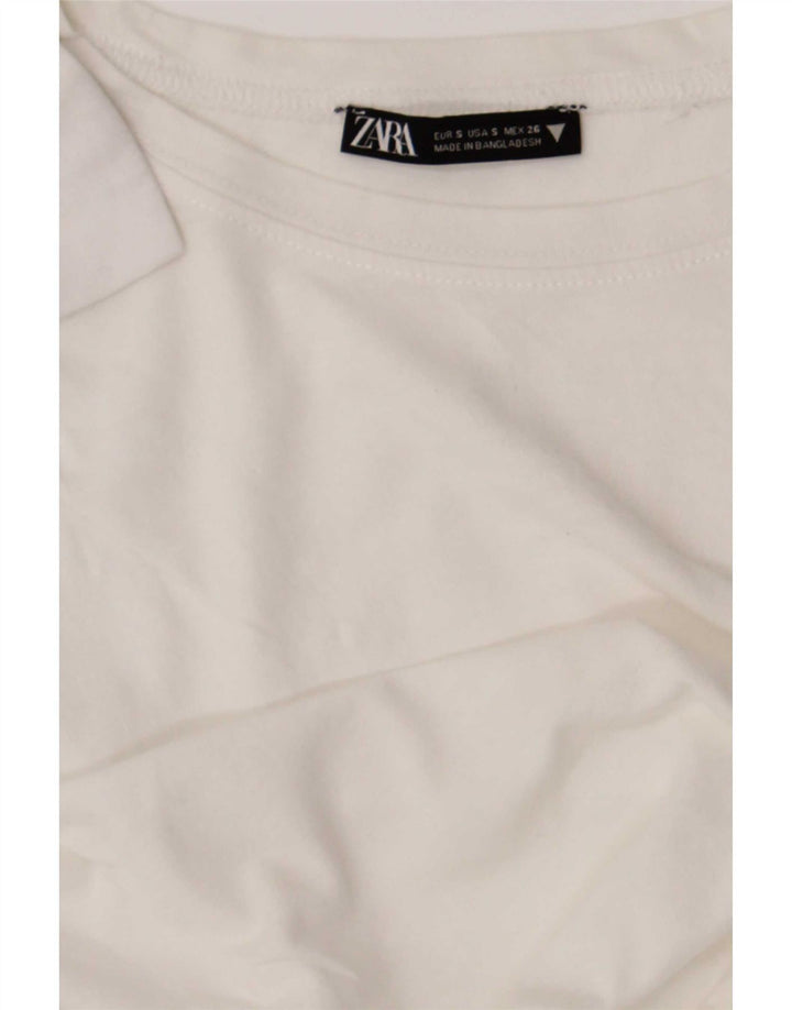 Tricou Crop pentru femei Zara UK 10 Small White