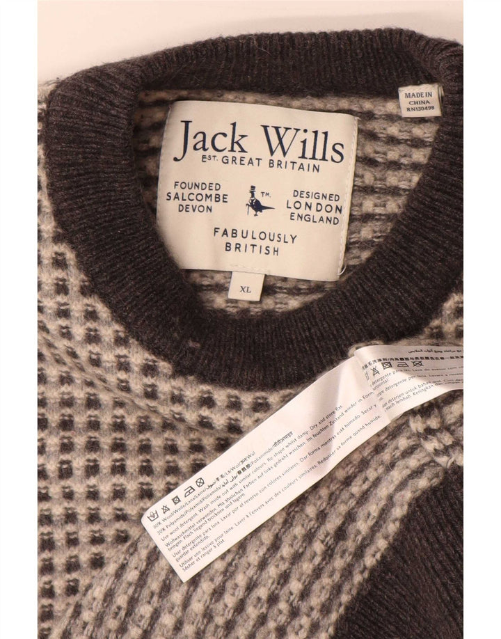 Pulover Jack Wills pentru bărbați cu decolteu rotund, XL, lână cu pete gri