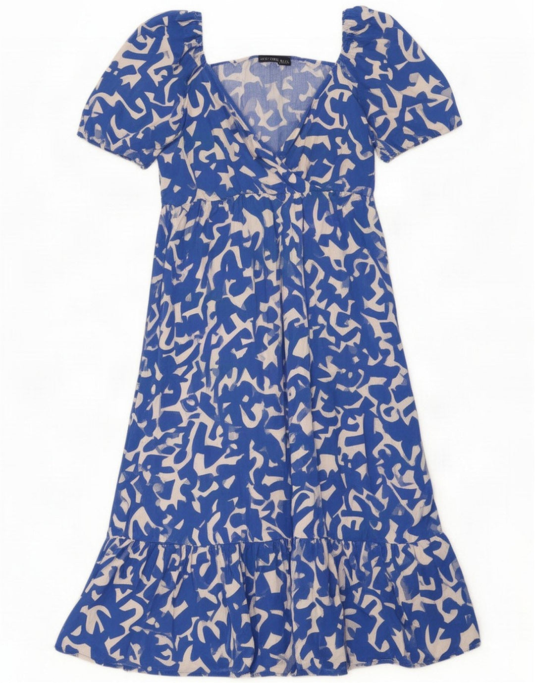Zara pentru femei cu model abstract rochie cu volane UK 14 mare albastru
