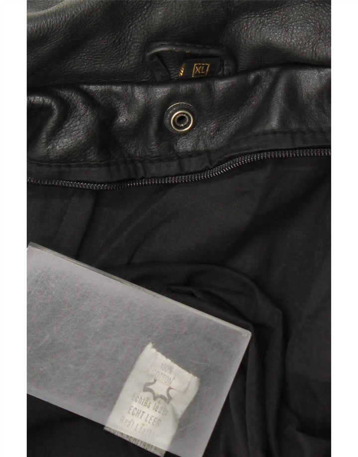 Jachetă militară din piele vintage pentru bărbați UK 42 XL din piele neagră