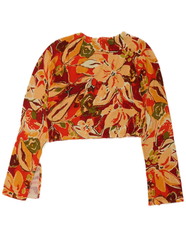 Crop Top pentru femei Zara cu mânecă lungă UK 12 Medium Multicolor Floral Bumbac