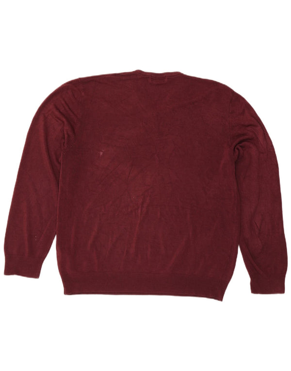 Marks & Spencer Pulover cu decolteu în V Blue Harbour pentru bărbați, 2XL, Bordeaux