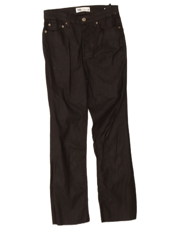 Pantaloni casual drepti cerați pentru femei Zara EU 34 2XS L24 L25 Bumbac negru