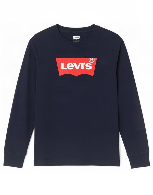 Bluză cu grafică Levi's pentru băieți, cu mânecă lungă, 7-8 ani, bumbac bleumarin