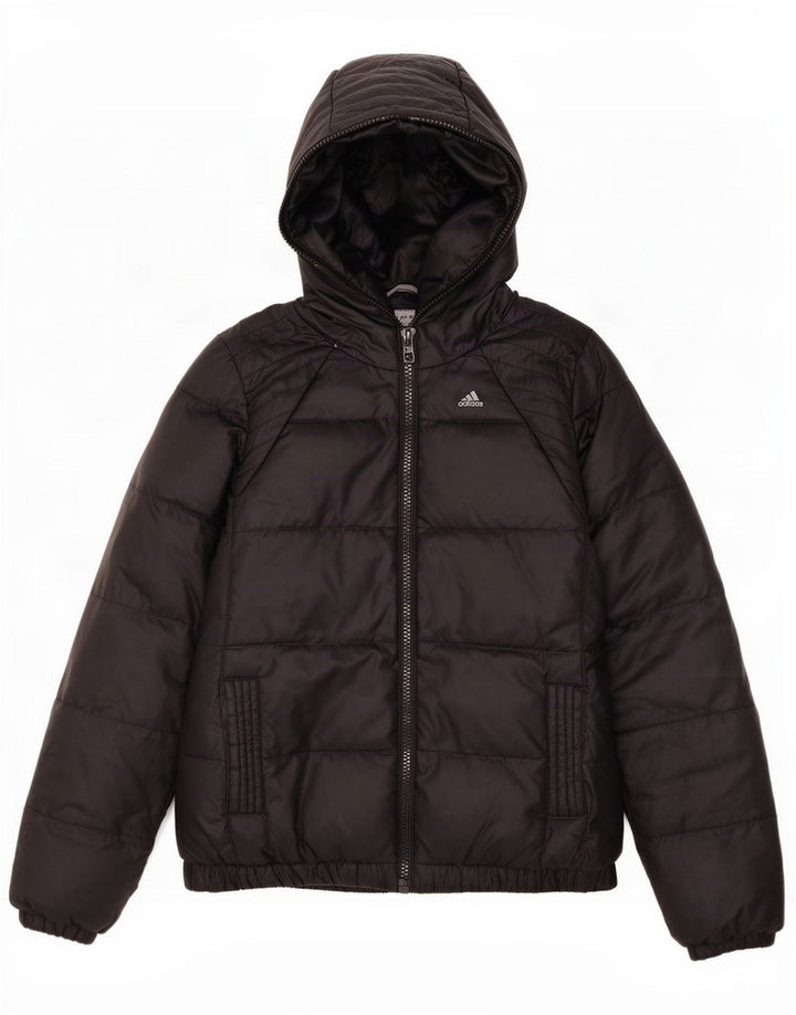 Jachetă căptușită cu glugă Adidas pentru femei UK 12/14 Poliester mediu negru
