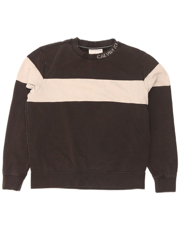 Calvin Klein Mens Graphic Sweatshirt Jumper Small Black Cotton