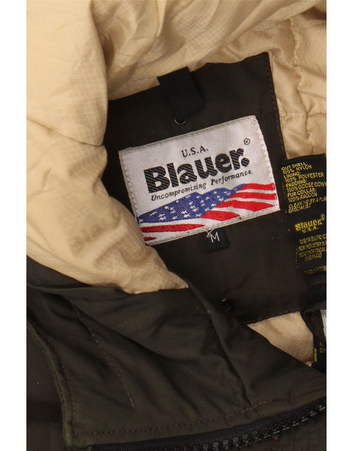 Jachetă căptușită cu glugă militară Blauer pentru femei UK 14 Medium Khaki Nylon