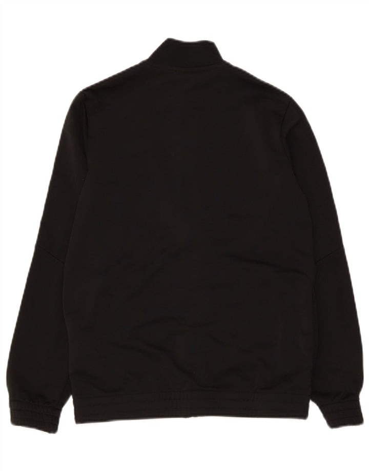 ADIDAS Boys Tracksuit Top Jacket 9-10 Years Black Polyester