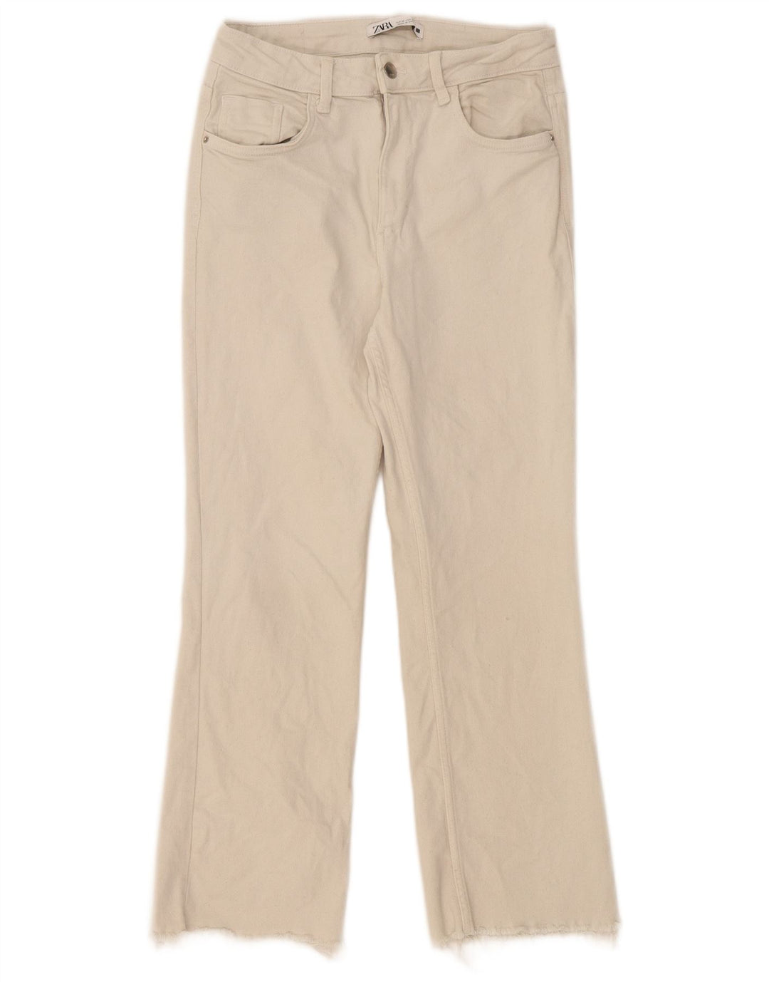 Blugi drepți pentru damă Zara EU 38 Mici W28 L26 alb