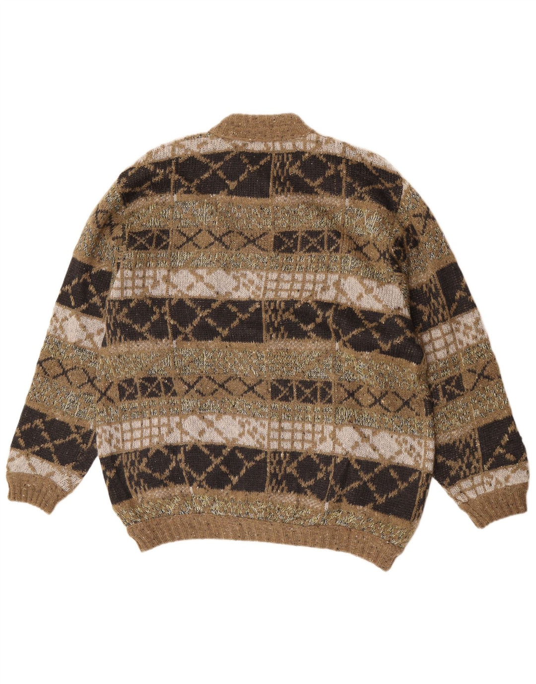 Jachetă Bomber Vintage pentru bărbați, tricot largi, IT 48 Medium Green Geometric