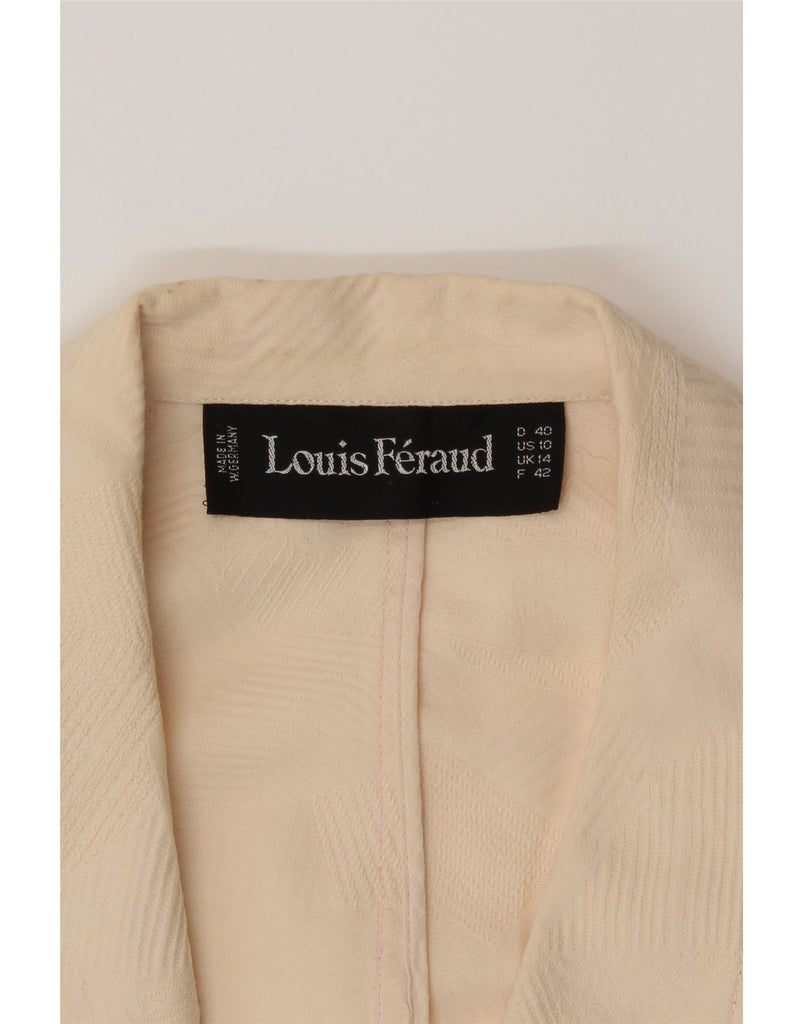 LOUIS FERAUD Womens Double Breasted Blazer Jacket UK 14 Medium Beige Vintage Louis Feraud and Second-Hand Louis Feraud from Messina Hembry 