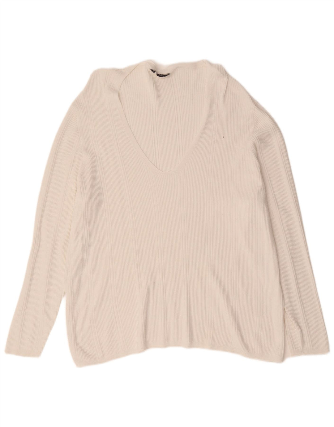 Pulover cu decolteu în V pentru femei Marks & Spencer UK 24 4XL Alb