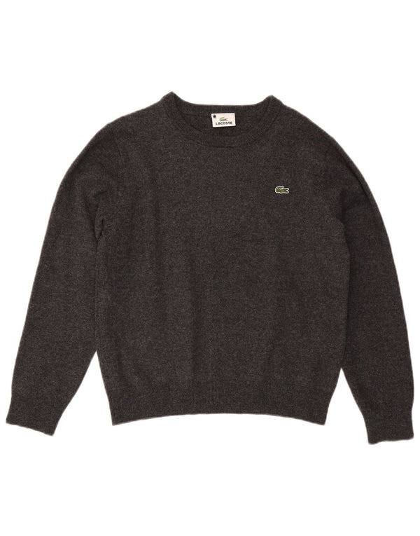 Pulover pentru femei Lacoste cu gât de barcă UK 14 Lână gri mediu