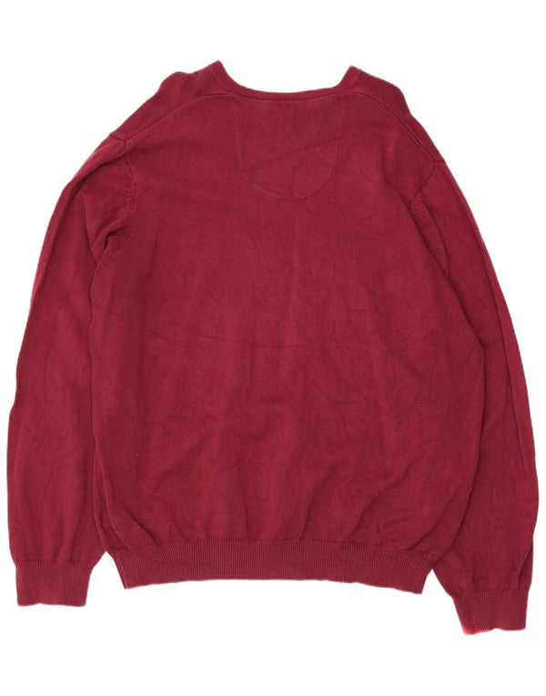 Pulover cu decolteu în V pentru bărbați Marks & Spencer, 2XL, bumbac visiniu