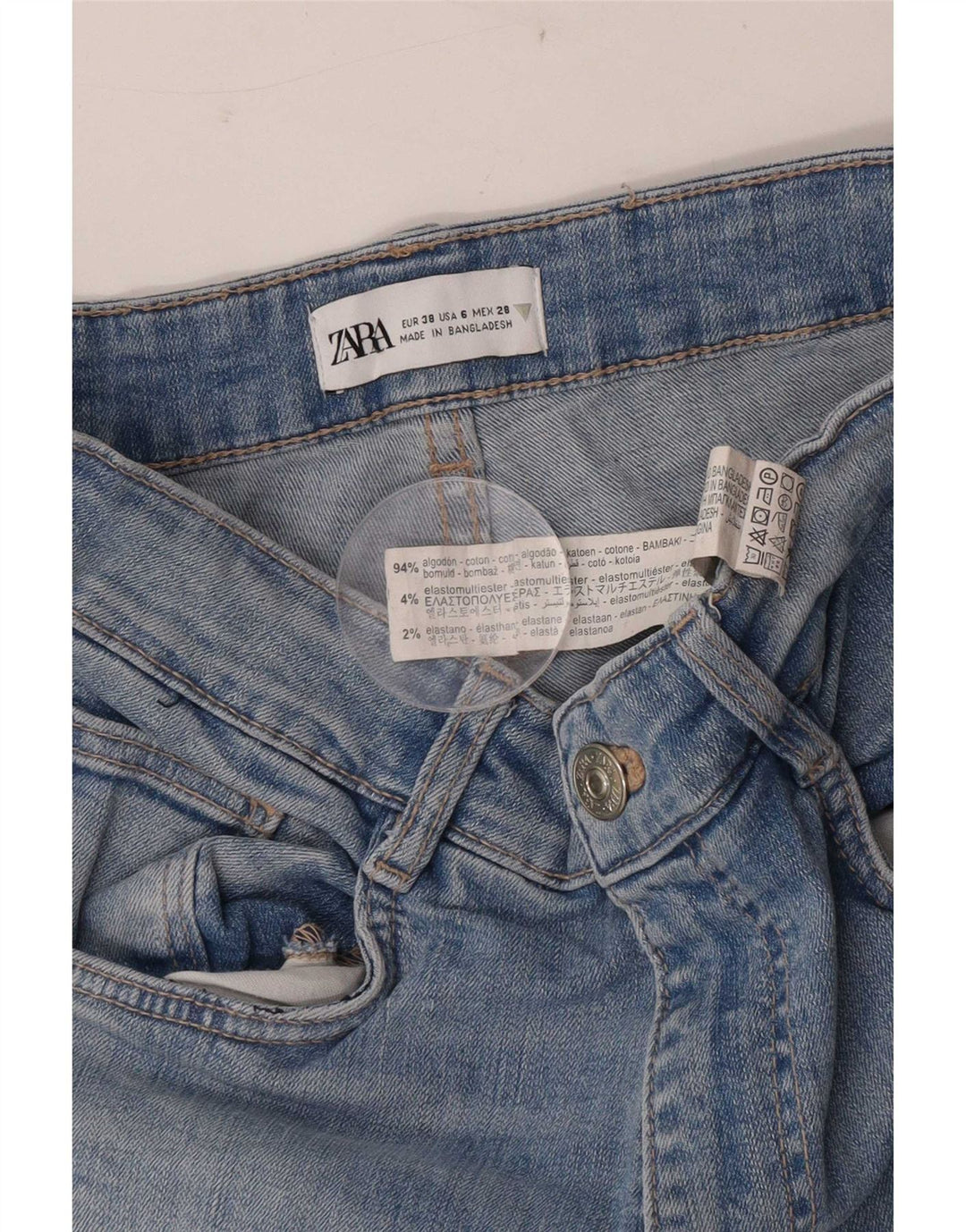 Blugi slim dama Zara EU 38 Mici L28 L28 Bumbac albastru