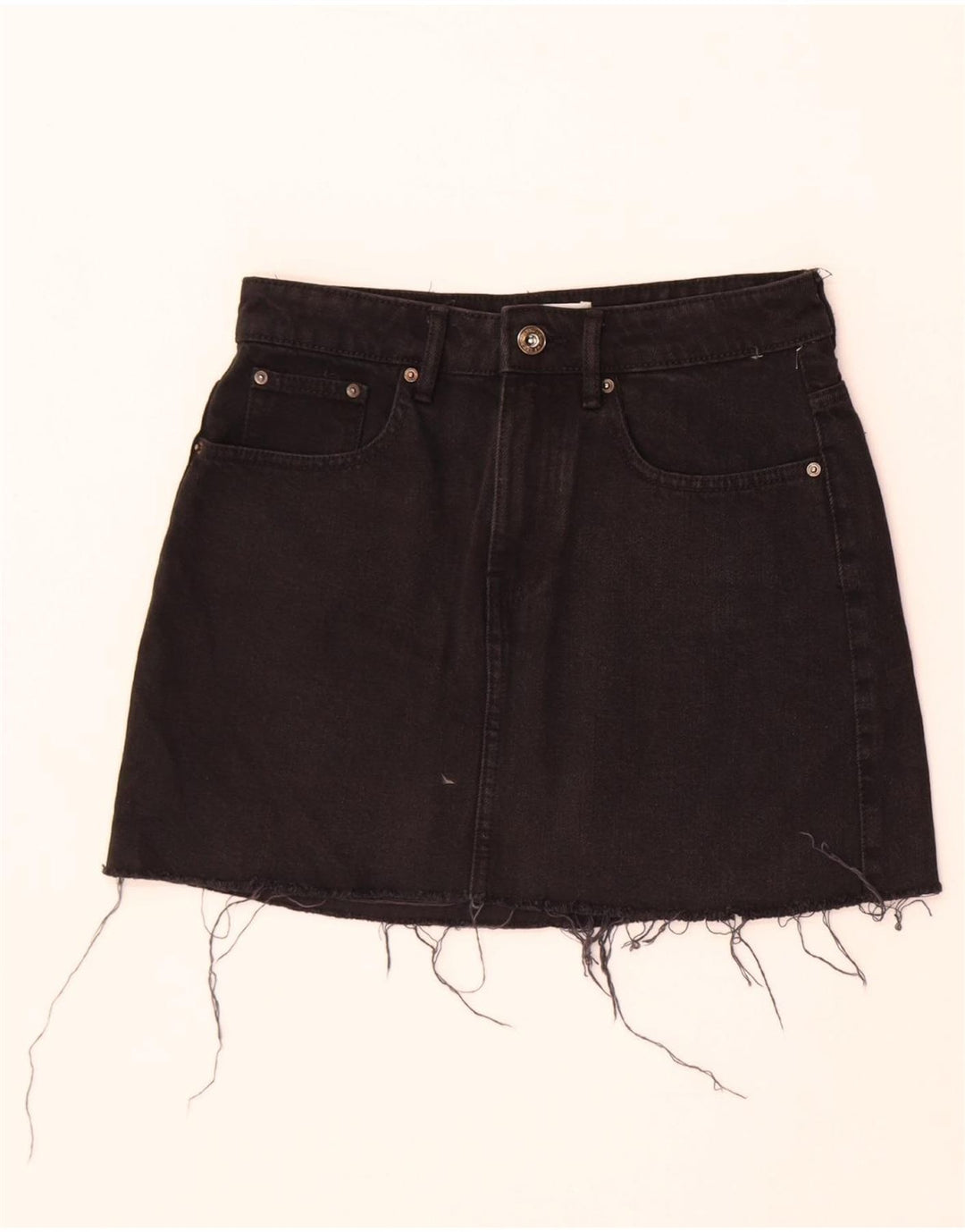 Fusta Denim Zara Femei Mic W26 Negru