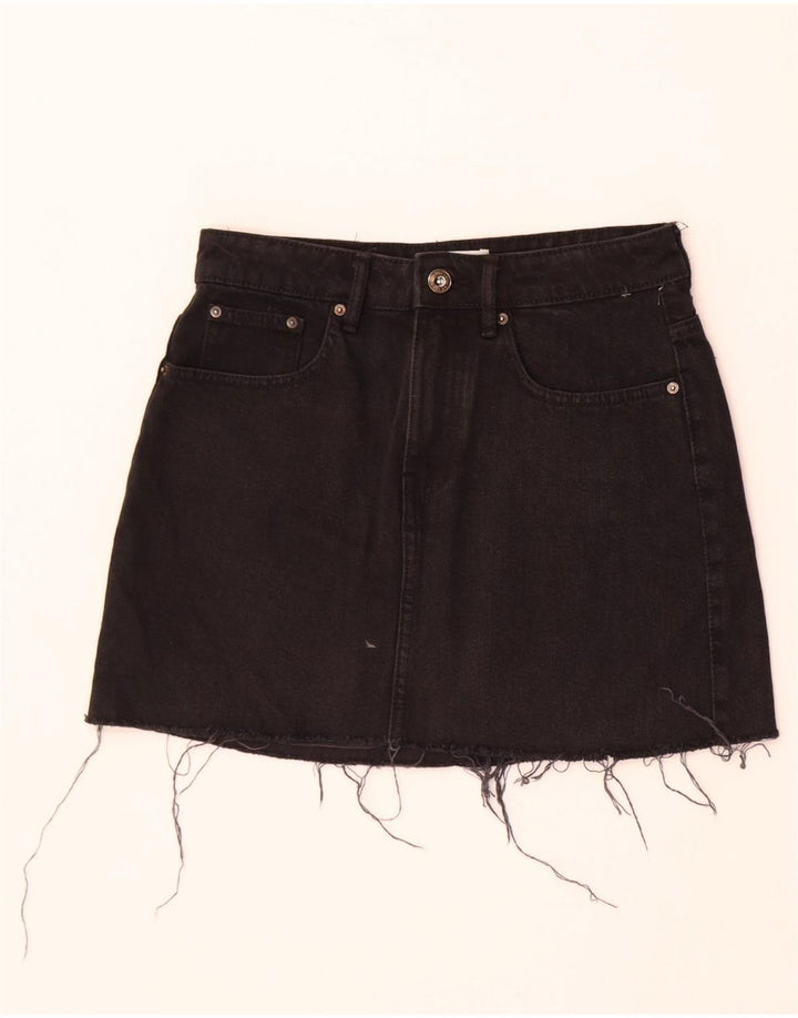 Fusta Denim Zara Femei Mic W26 Negru