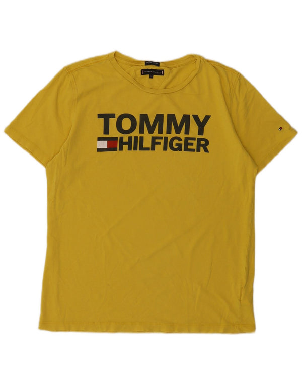 Tricou grafic Tommy Hilfiger pentru băieți Top 15-16 ani bumbac galben