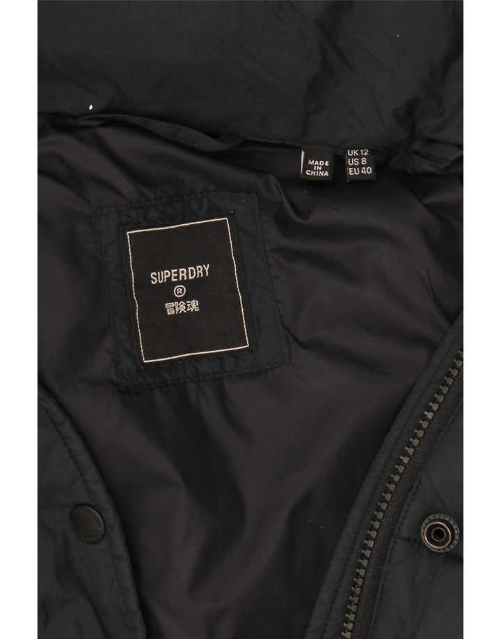 Jachetă căptușită cu glugă Superdry pentru femei UK 12 Medium Black