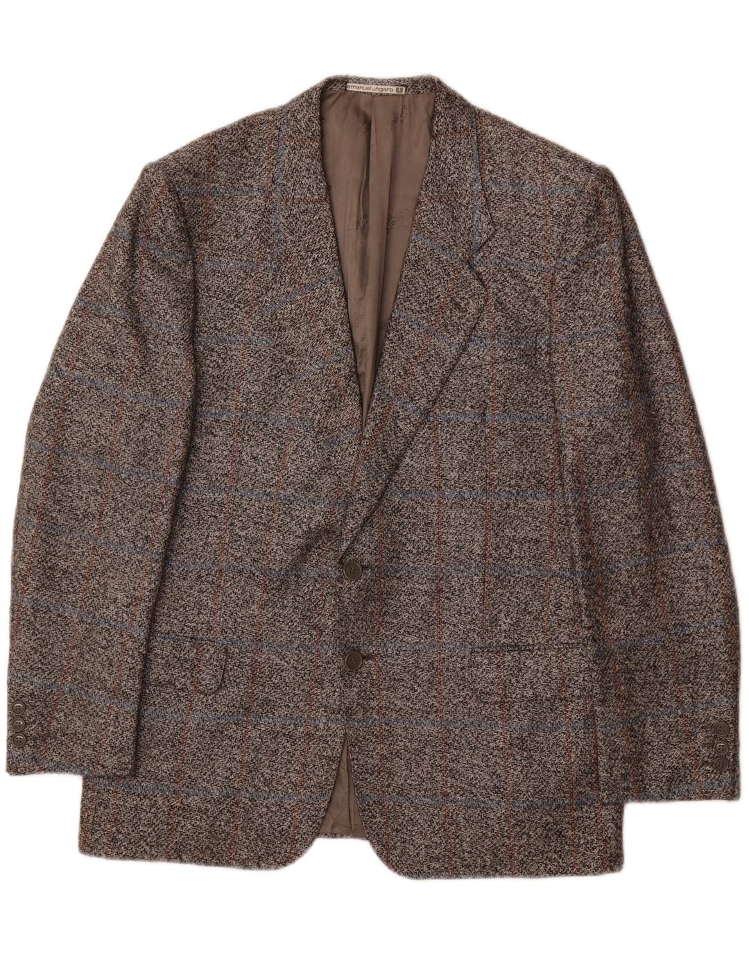 EMANUEL UNGARO Mens 2 Button Blazer Jacket EU 52 Large Grey Check Silk Vintage Emanuel Ungaro and Second-Hand Emanuel Ungaro from Messina Hembry 