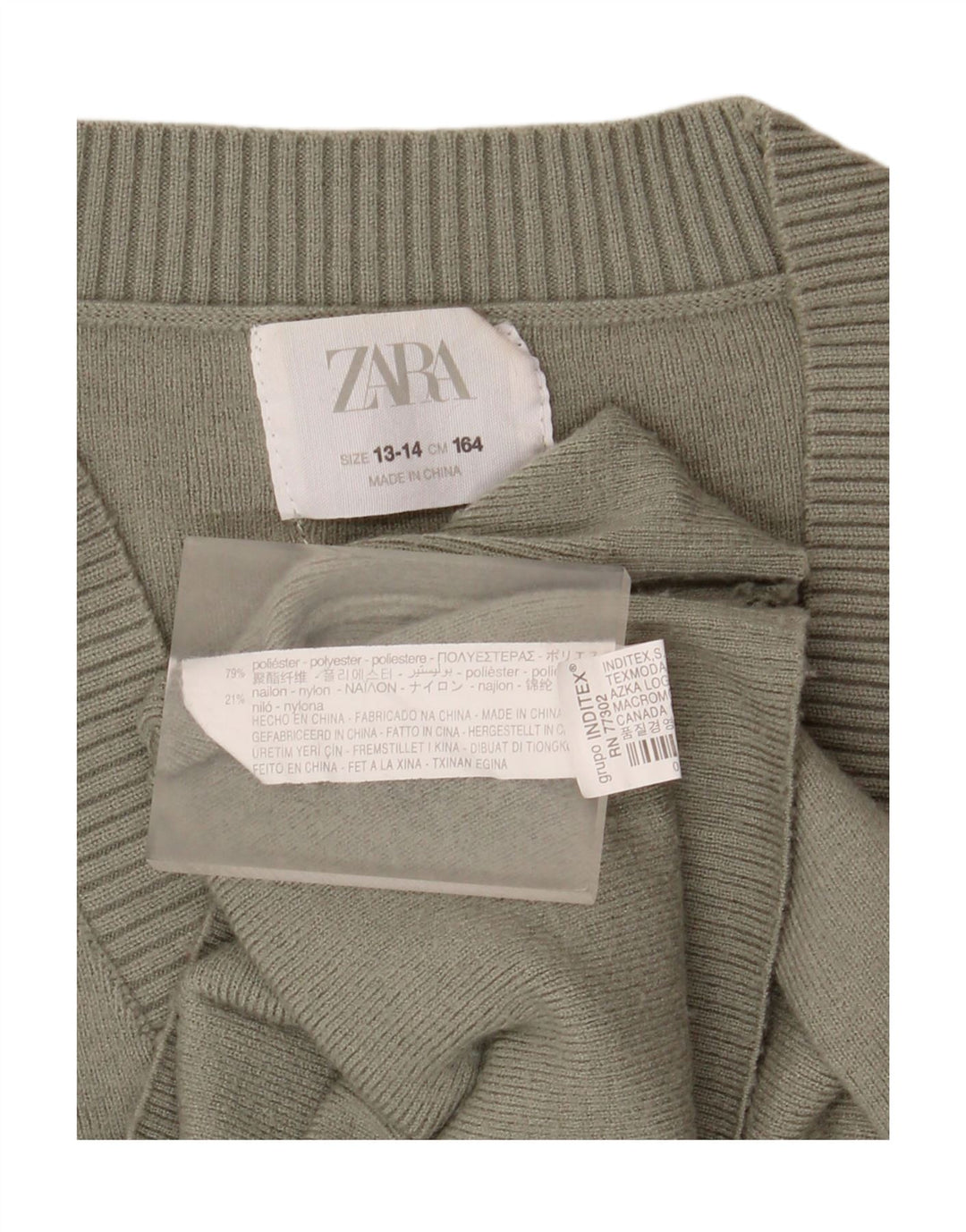 Pulover Cardigan Fete Zara 13-14 Ani Poliester Verde
