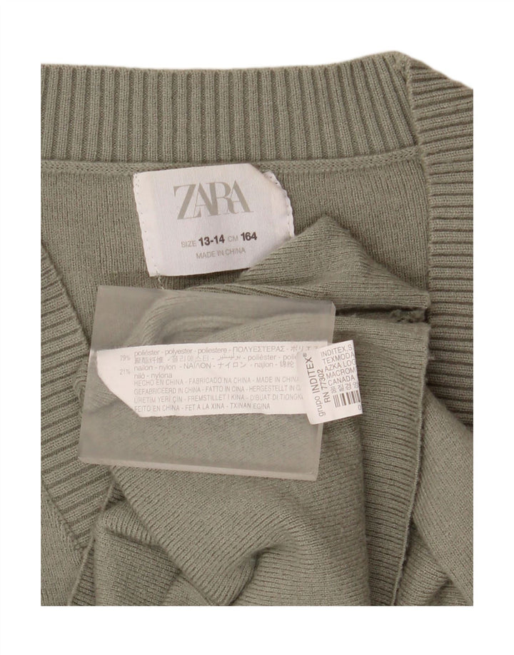 Pulover Cardigan Fete Zara 13-14 Ani Poliester Verde