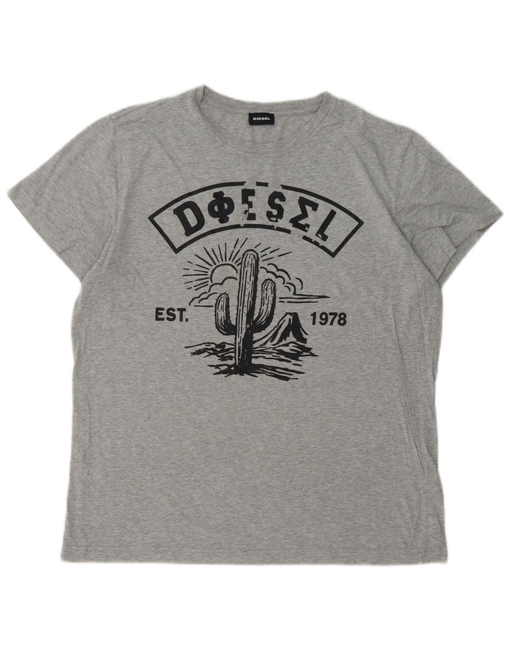 Tricou grafic pentru bărbați DIESEL Top XL bumbac gri
