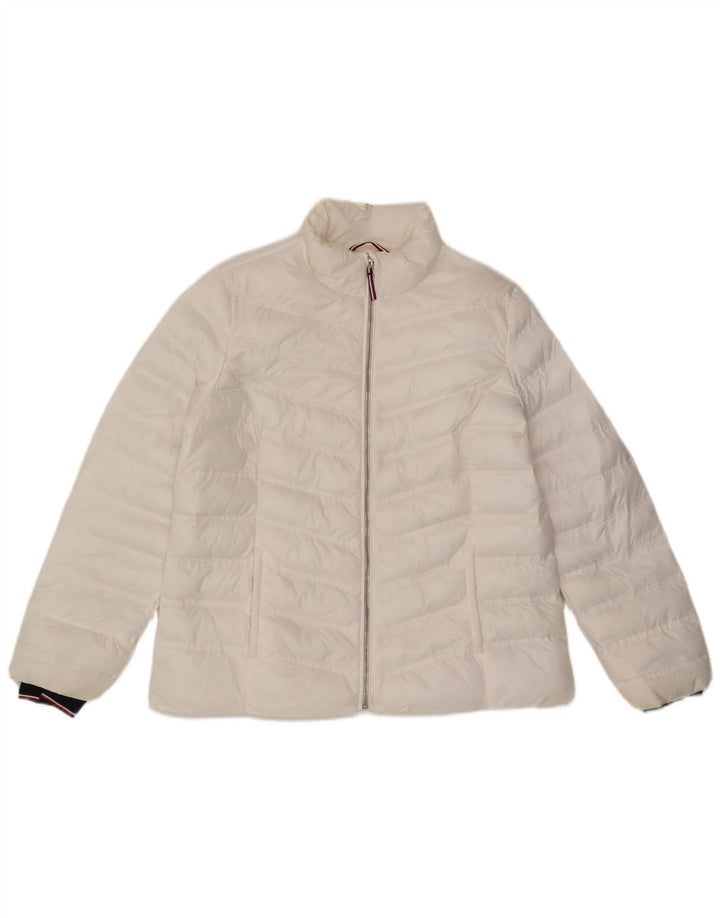 Jachetă căptușită pentru femei TOMMY HILFIGER UK 16 Poliamidă albă mare