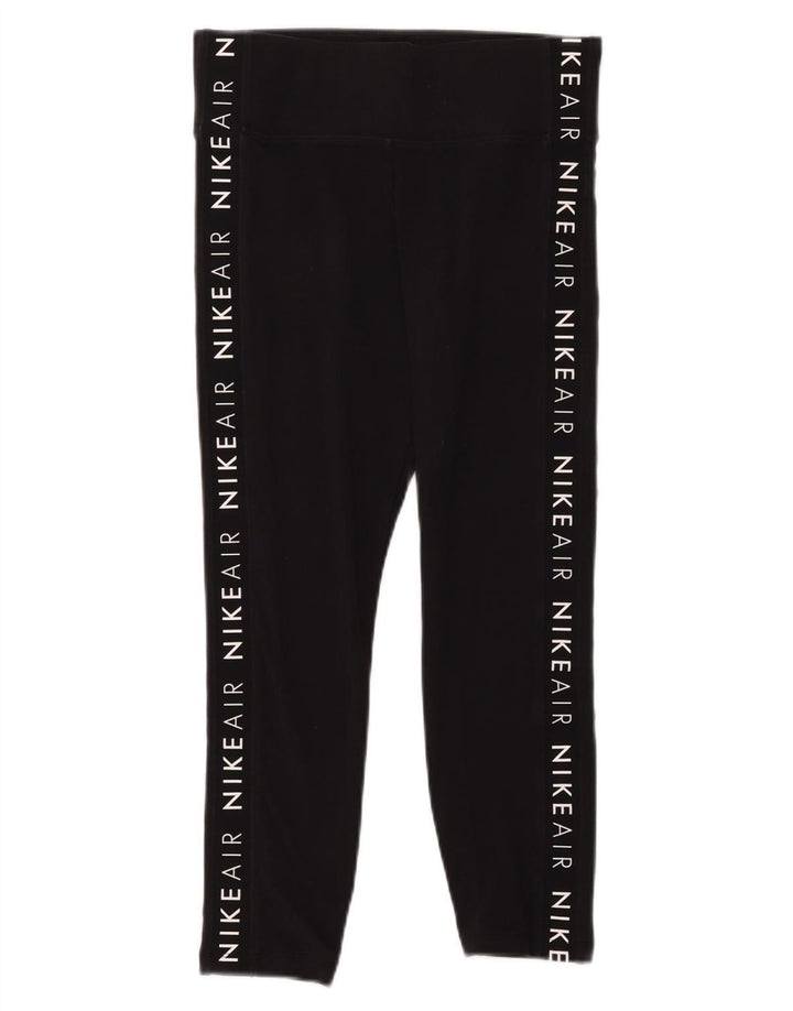 Leggings crop grafic Nike pentru femei UK 14, bumbac mediu negru