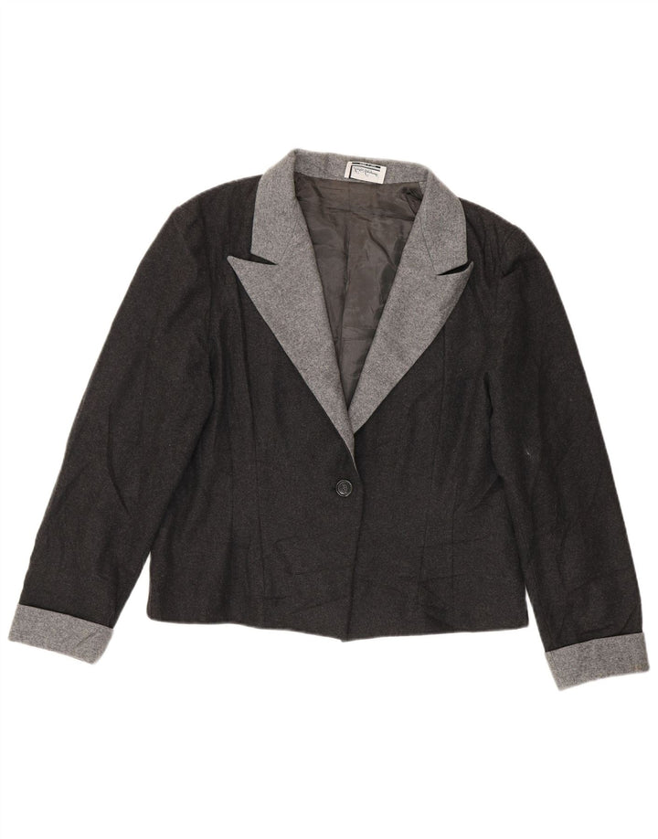 Sacou blazer pentru femei Luisa Spagnoli cu 1 nasture UK 16 Lână mare, gri