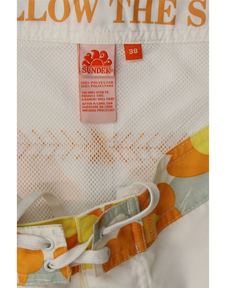 Sundek Costum de baie grafic pentru bărbați XL, alb, din poliester floral