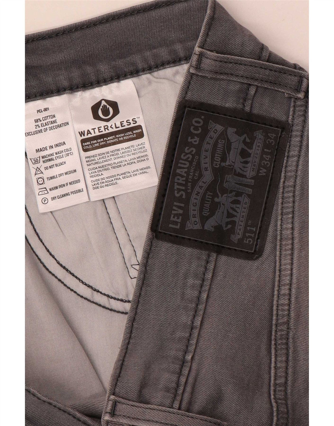 Blugi slim pentru bărbați Levi's W34 L30 bumbac gri